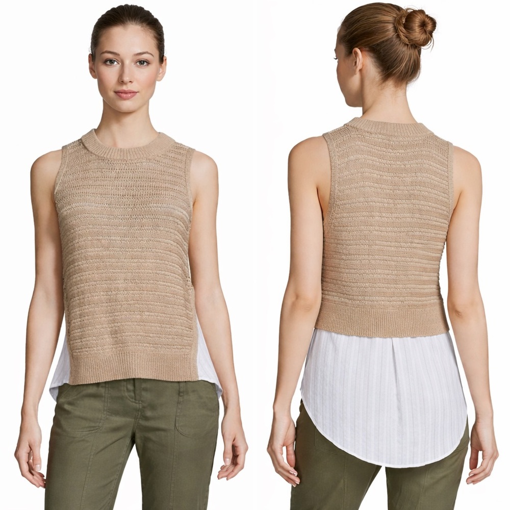 Veronica Beard South Beach Sleeveless Combo Top in Tan/Size Medium
